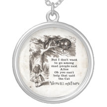 Silver pendant Cheshire cat pendant Alice and Cheshire cat Alice\u2019s Adventures in Wonderland Lewis Carroll Pendant,