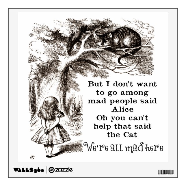Alice in Wonderland; Cheshire Cat with Alice Wall Decal (Front)