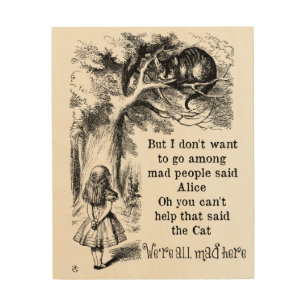 Alice in Wonderland; Cheshire Cat with Alice Wood Wall Art
