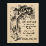 Alice in Wonderland; Cheshire Cat with Alice Wood Wall Art<br><div class="desc">Vintage illustration fairy tales and nursery rhymes image of Alice with the Cheshire Cat by John Tenniel in Lewis Carroll's Alice's Adventures in Wonderland,  1865,  a text-designed dialogue included. "We are all mad here":)</div>