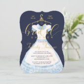 Alice In Wonderland Chic Blue Dress Bridal Shower Invitation (Standing Front)