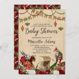 Alice in Wonderland Christmas Baby Shower Invitation
