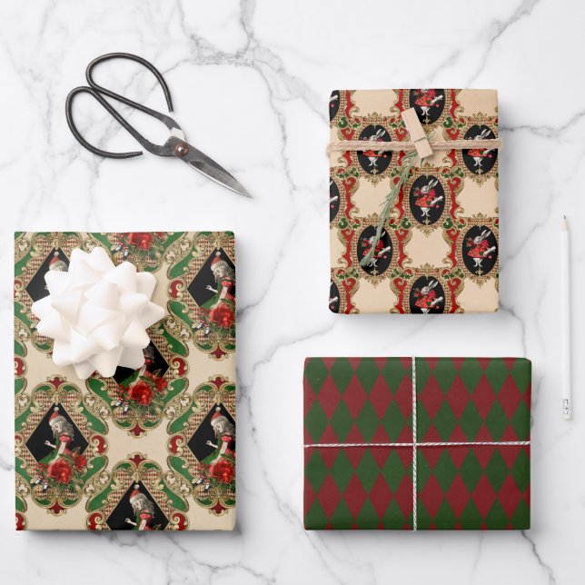 Alice In Wonderland Christmas Wrapping Paper Sheets (Front)