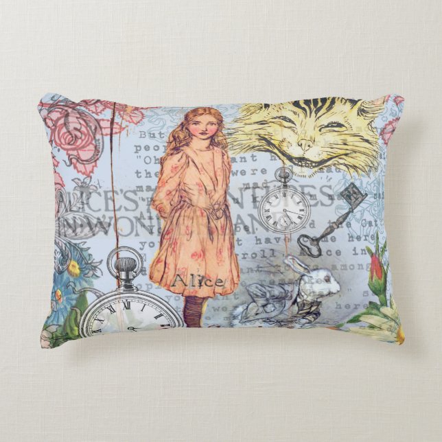 Alice in Wonderland Classic Cheshire Rabbit Alice Accent Pillow (Front)