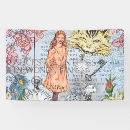 Alice in Wonderland Classic Cheshire Rabbit Alice Banner
