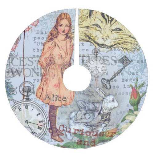 Alice in Wonderland Classic Cheshire Rabbit Alice Brushed Polyester Tree Skirt