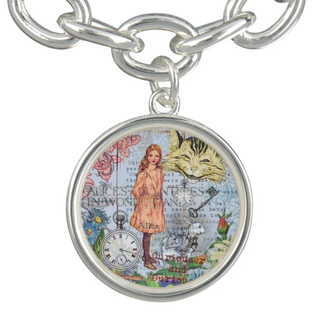 Alice in Wonderland Classic Cheshire Rabbit Alice Charm Bracelet (Design)