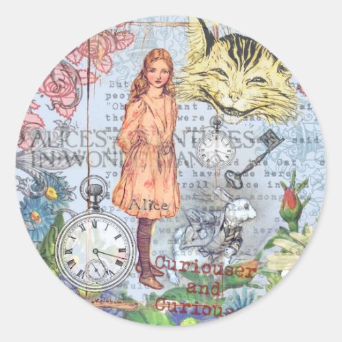 Alice in Wonderland Classic Cheshire Rabbit Alice Classic Round Sticker