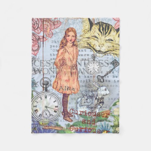Alice in Wonderland Classic Cheshire Rabbit Alice Fleece Blanket
