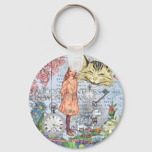 Alice in Wonderland Classic Cheshire Rabbit Alice Keychain (Front)