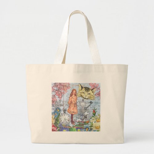 Alice in Wonderland Classic Cheshire Rabbit Alice Large Tote Bag