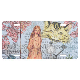 Alice in Wonderland Classic Cheshire Rabbit Alice License Plate