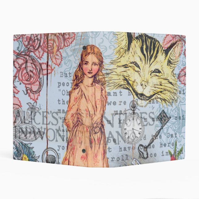 Alice in Wonderland Classic Cheshire Rabbit Alice Mini Binder (Background)