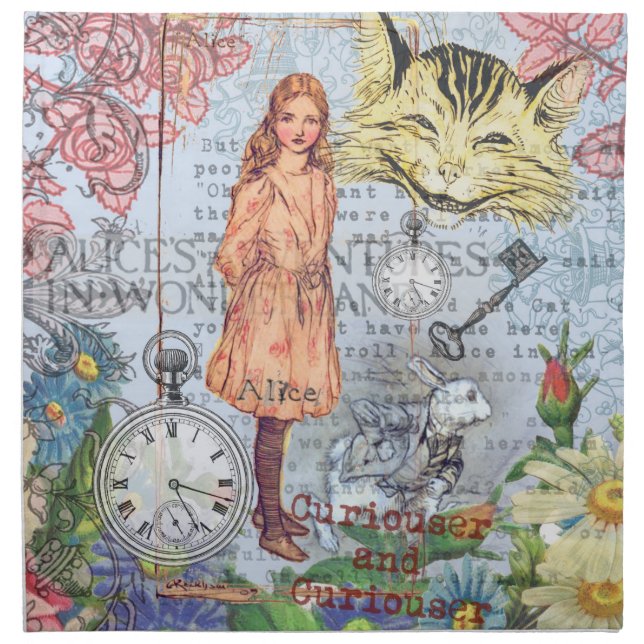 Alice in Wonderland Classic Cheshire Rabbit Alice Napkin (Front)