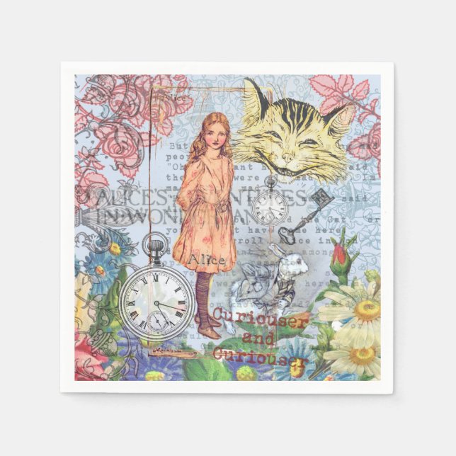 Alice in Wonderland Classic Cheshire Rabbit Alice Napkins (Front)