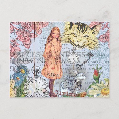 Alice in Wonderland Classic Cheshire Rabbit Alice Postcard