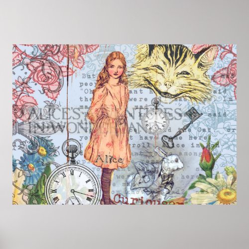 Alice in Wonderland Classic Cheshire Rabbit Alice Poster