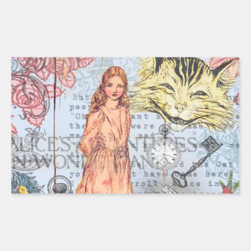 Alice in Wonderland Classic Cheshire Rabbit Alice Rectangular Sticker