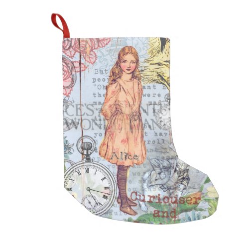 Alice in Wonderland Classic Cheshire Rabbit Alice Small Christmas Stocking