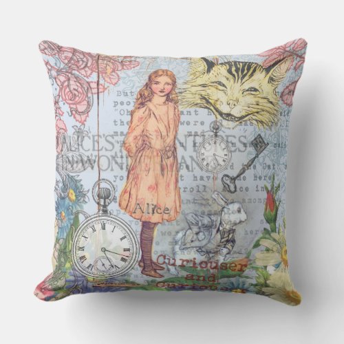 Alice in Wonderland Classic Cheshire Rabbit Alice Throw Pillow