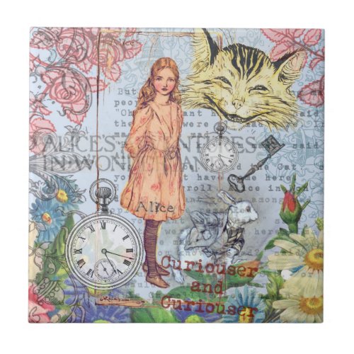 Alice in Wonderland Classic Cheshire Rabbit Alice Tile