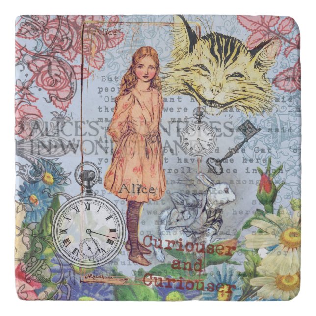 Alice in Wonderland Classic Cheshire Rabbit Alice Trivet (Front)
