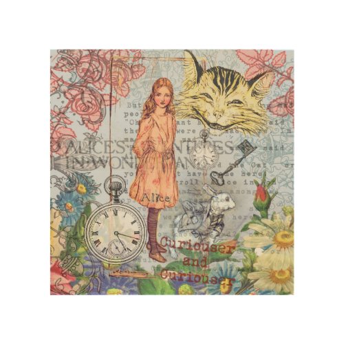 Alice in Wonderland Classic Cheshire Rabbit Alice Wood Wall Decor