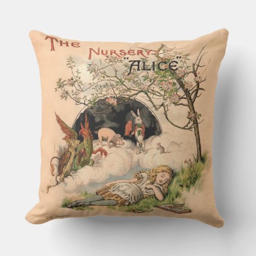 Alice in Wonderland Classic Illustrations Outdoor Pillow