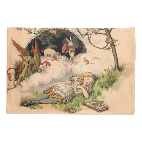 Alice in Wonderland Classic Illustrations Pillow Case