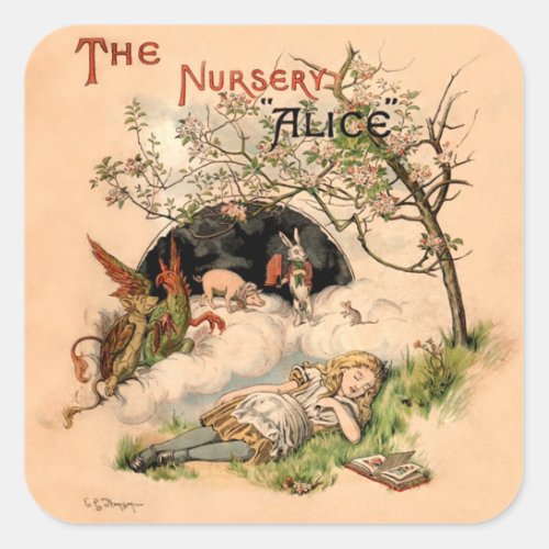 Alice in Wonderland Classic Illustrations Square Sticker