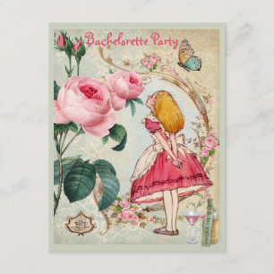 Alice in Wonderland Collage Bachelorette Party Invitation