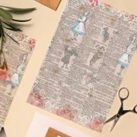 Vintage Alice In Wonderland Collage Decoupage Tissue Paper