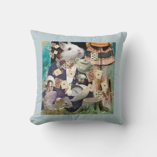 Alice in Wonderland collage Throw Pillow