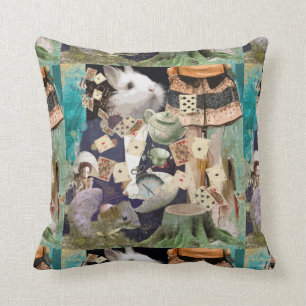 Alice in Wonderland collage Throw Pillow
