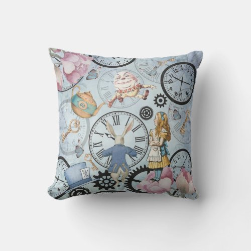 Alice In Wonderland Collage Throw Pillow