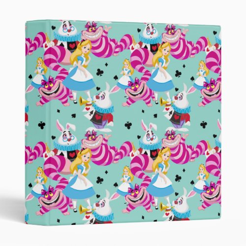 Alice In Wonderland  Colorful Fun Pattern 3 Ring Binder