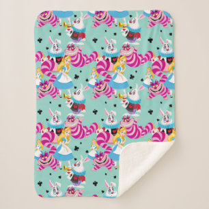 Alice In Wonderland Colorful Fun Pattern Sherpa Blanket