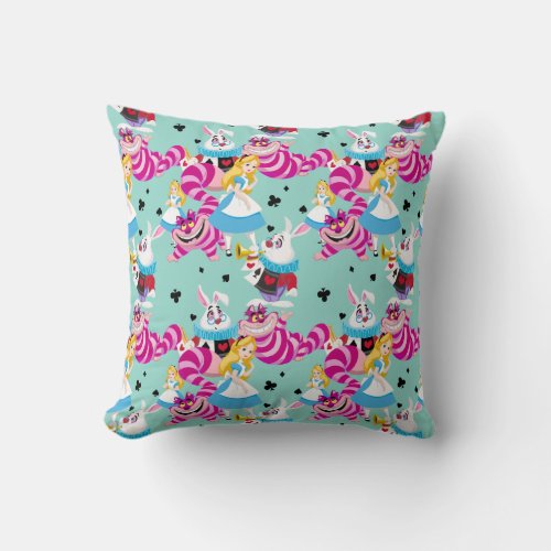 Alice In Wonderland  Colorful Fun Pattern Throw Pillow