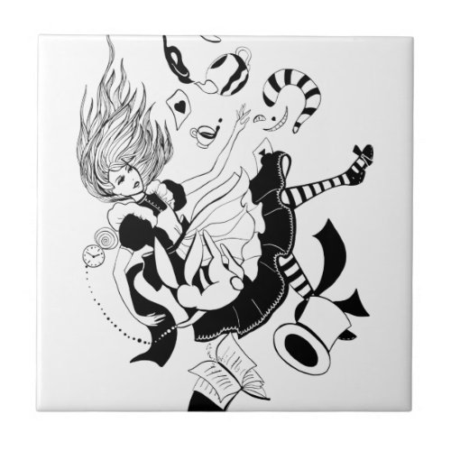 Alice in Wonderland cool graphic illustration Ceramic Tile