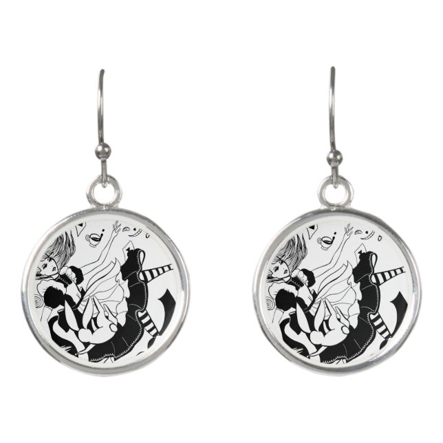 Alice in Wonderland. cool graphic illustration Earrings (Front)