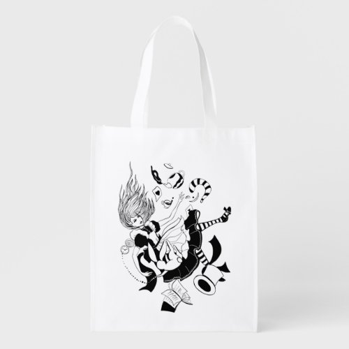 Alice in Wonderland cool graphic illustration Grocery Bag