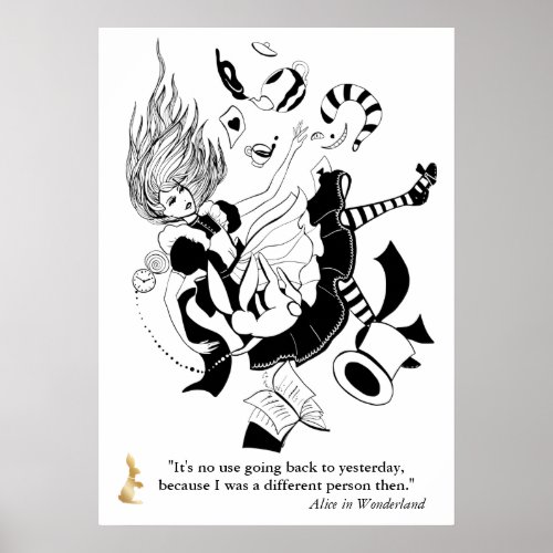 Alice in Wonderland cool graphic illustration Poster