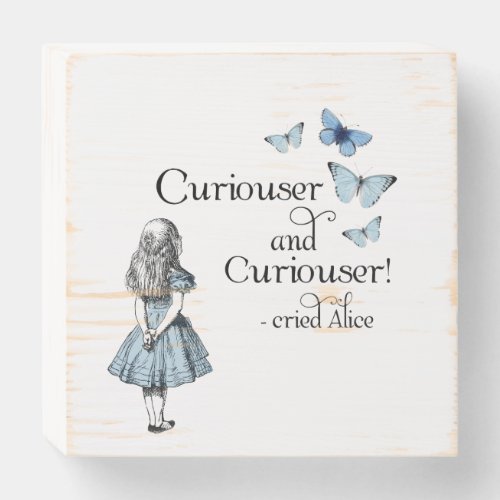 Alice in Wonderland Curiouser Butterflies Art Wooden Box Sign
