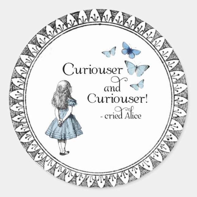 Alice in Wonderland Curiouser Butterflies Sticker (Front)