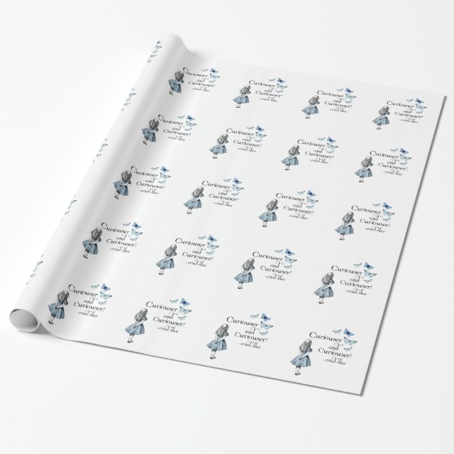 Alice in Wonderland Curiouser Butterfly Wrapping Paper (Unrolled)