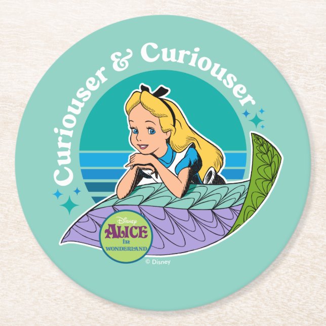 Alice in Wonderland | Curiouser & Curiouser Round Paper Coaster (Front)