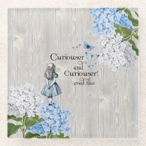 Alice in Wonderland Curiouser Floral Glass Coaster