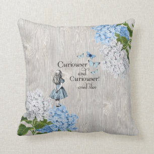 Alice in Wonderland Curiouser Floral Throw Pillow