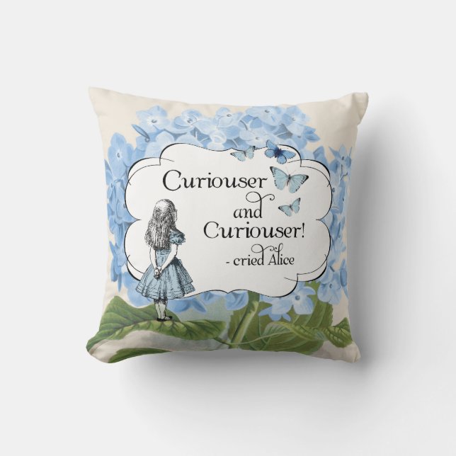 Alice in Wonderland Curiouser Hydrangea Pillow (Front)