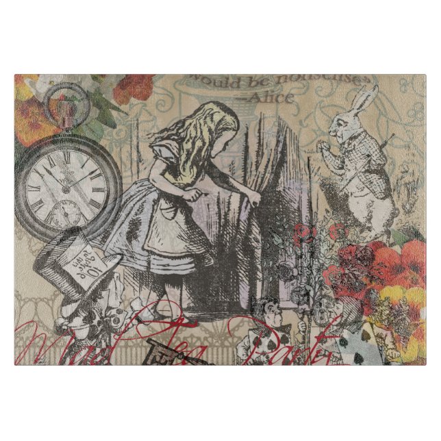Alice in Wonderland Curtain Classic Art Cutting Board (Front)
